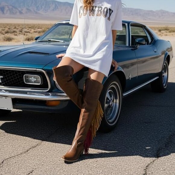 Over Knee Cowboy Boots - Picture 4 of 6